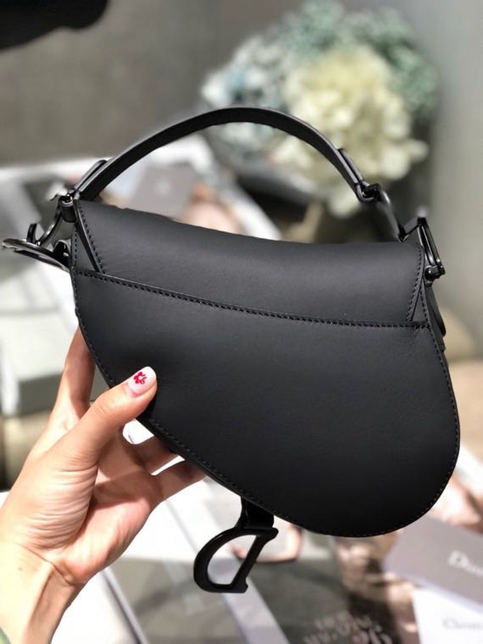 Top Quality Mini Saddle Bag Black Ultramatte For Women 19.5cm/7.6in CD