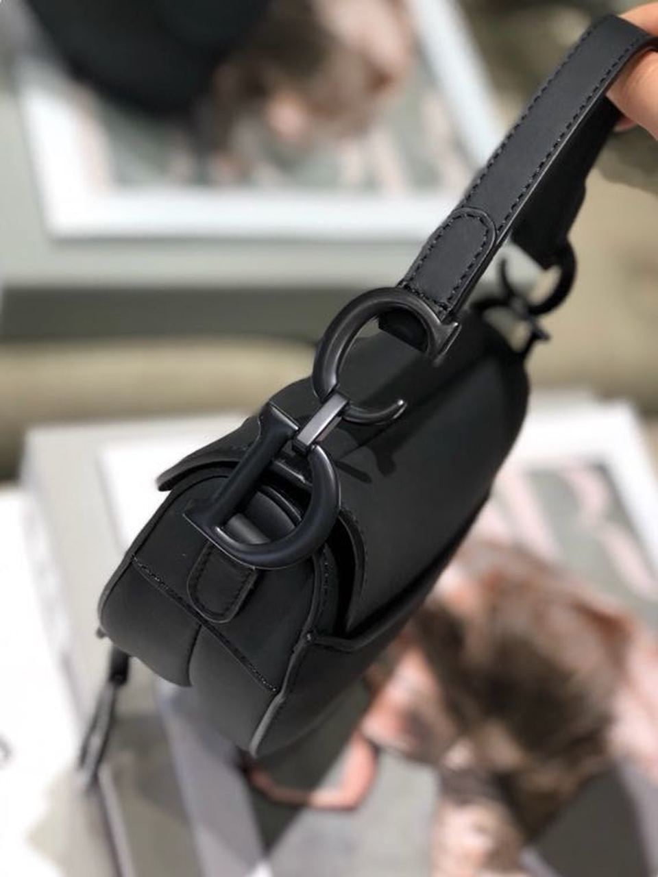 Top Quality Mini Saddle Bag Black Ultramatte For Women 19.5cm/7.6in CD