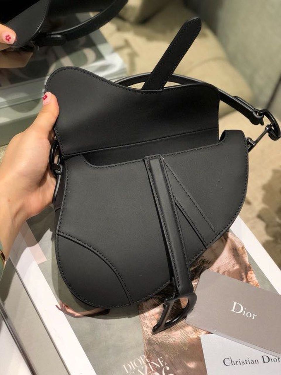 Top Quality Mini Saddle Bag Black Ultramatte For Women 19.5cm/7.6in CD