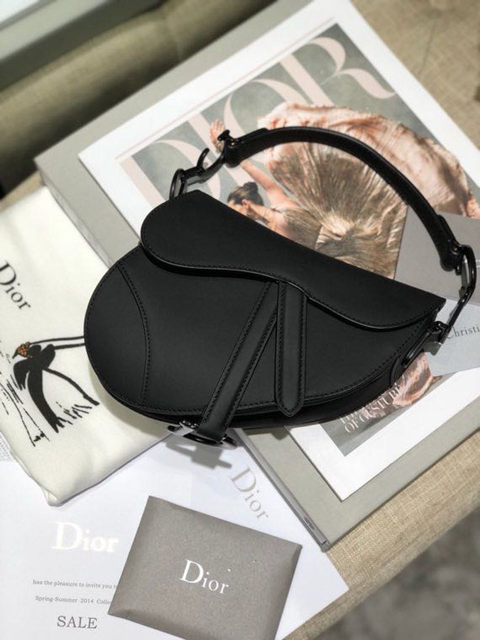 Top Quality Mini Saddle Bag Black Ultramatte For Women 19.5cm/7.6in CD