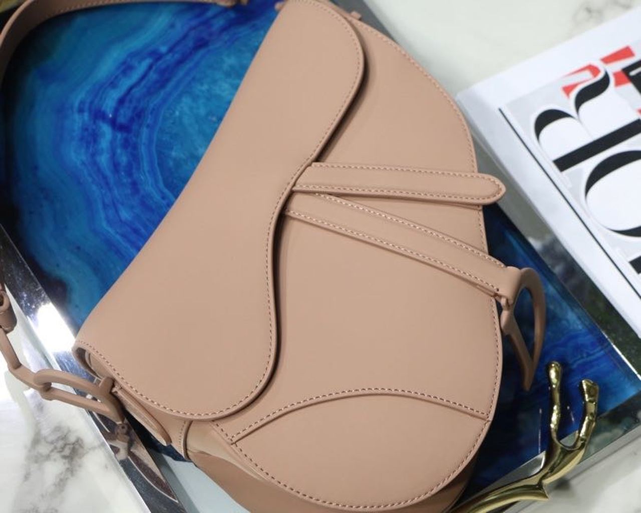Top Quality MeTop Qualityum Saddle Bag Beige Ultramatte Canvas For Women 25cm/10in CD