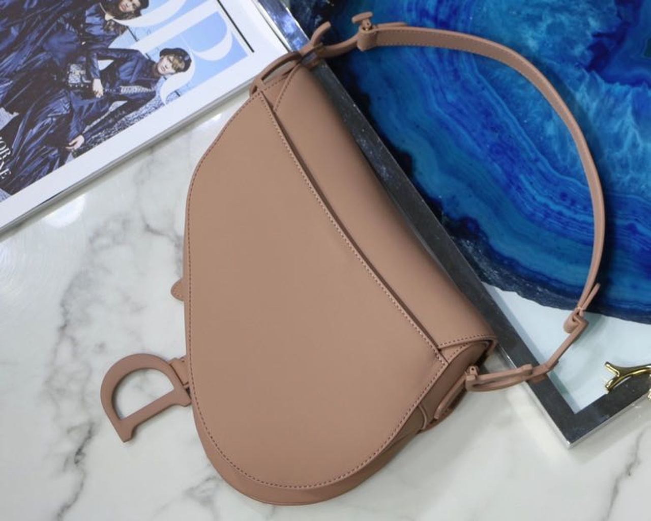 Top Quality MeTop Qualityum Saddle Bag Beige Ultramatte Canvas For Women 25cm/10in CD