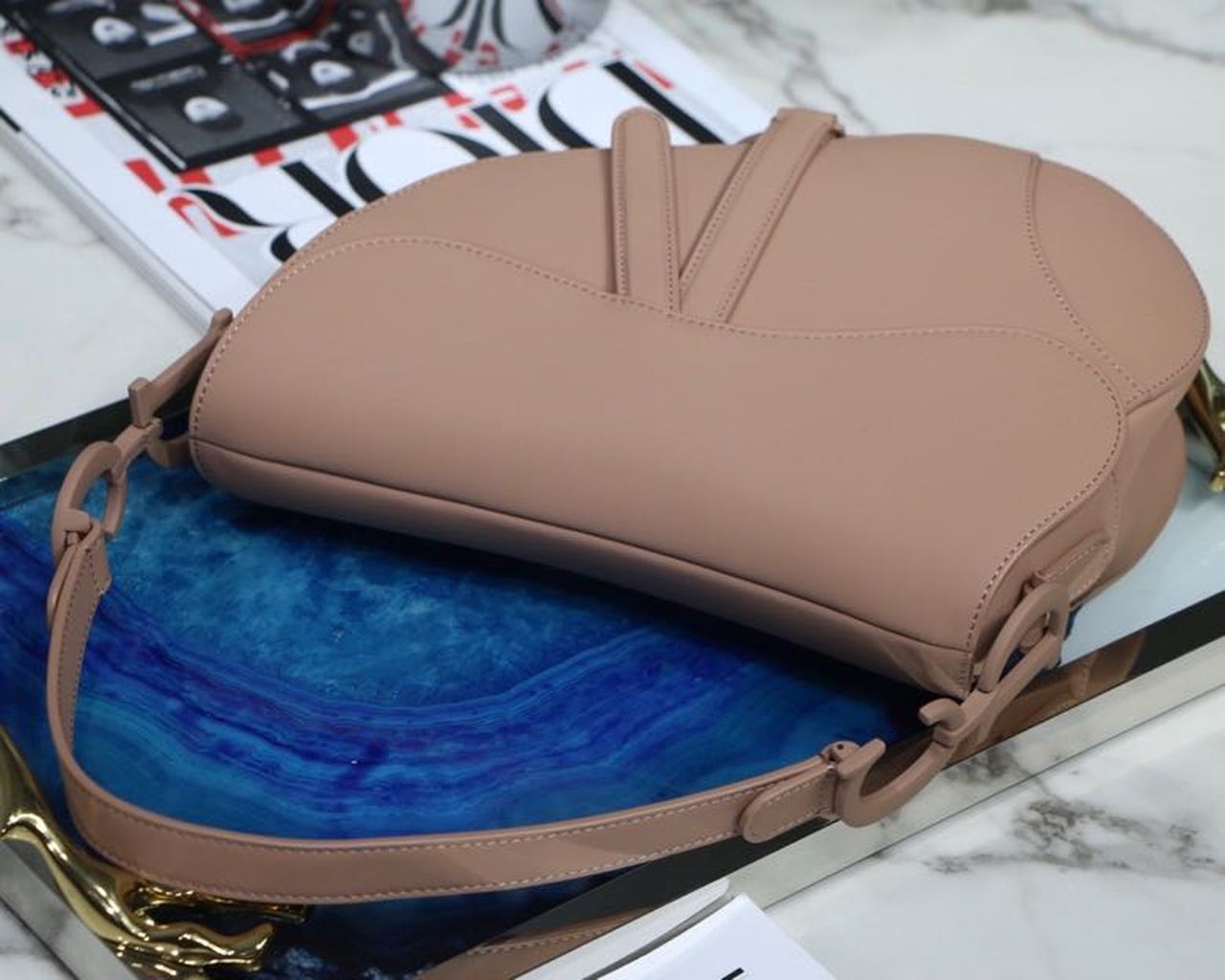 Top Quality MeTop Qualityum Saddle Bag Beige Ultramatte Canvas For Women 25cm/10in CD