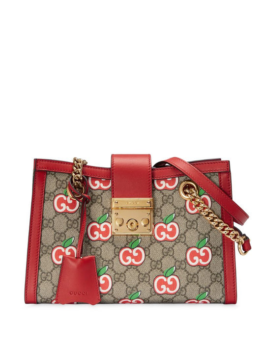 Gucci - small Chinese Valentine's Day Padlock GG shoulder bag - women - Leather/Canvas/Gold Plated Metal/Microfibre - One Size - NEUTRALS