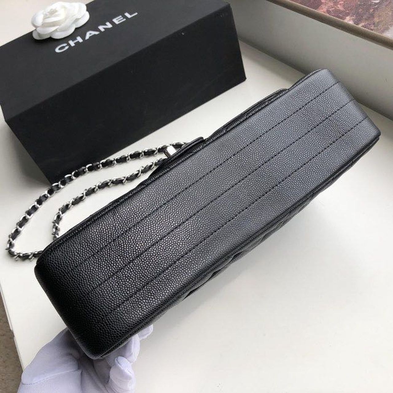 CHL Chevron Classic Handbag Silver Hardware Black For Women Bags, Shoulder And Crossbody Bags 10.2in/26cm