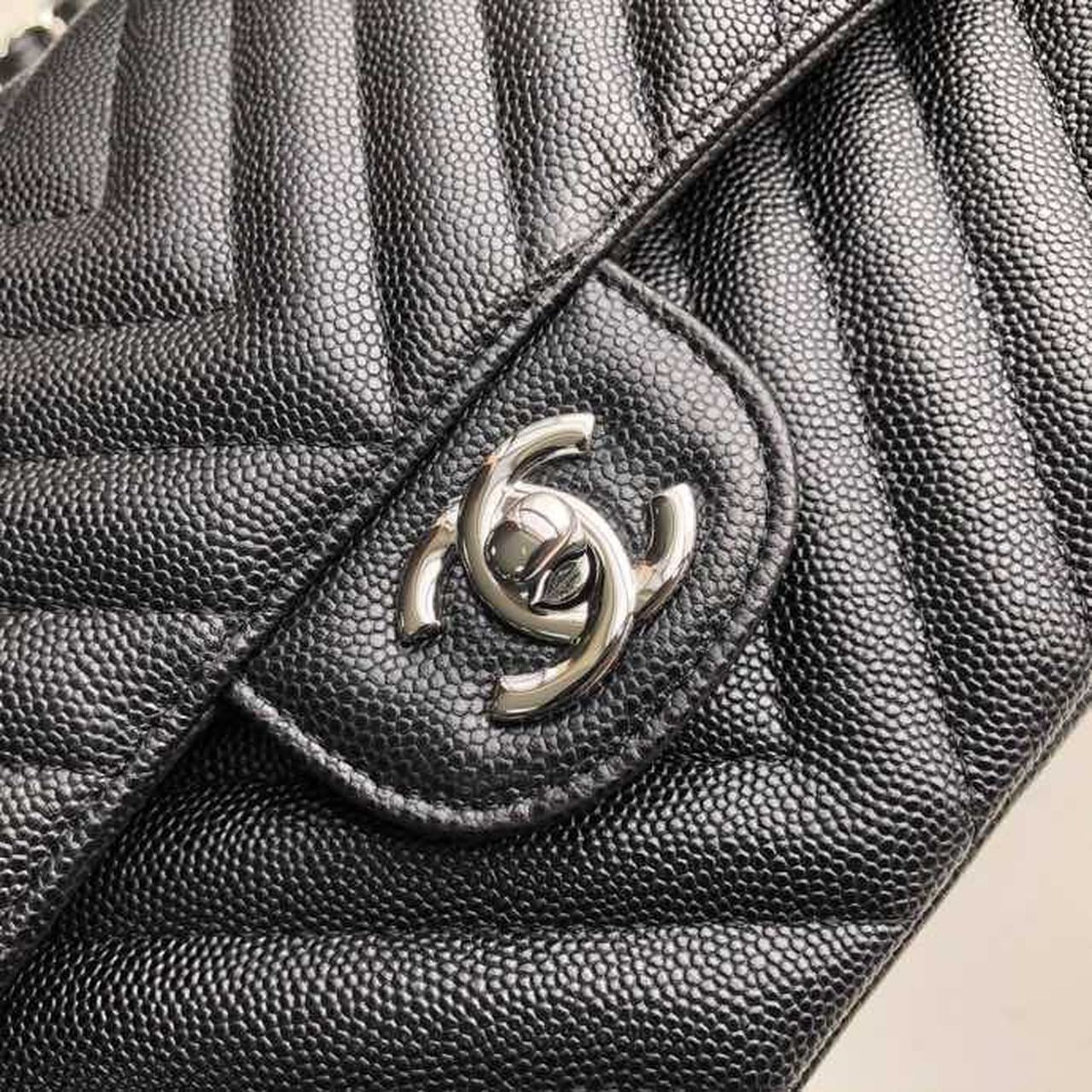 CHL Chevron Classic Handbag Silver Hardware Black For Women Bags, Shoulder And Crossbody Bags 10.2in/26cm