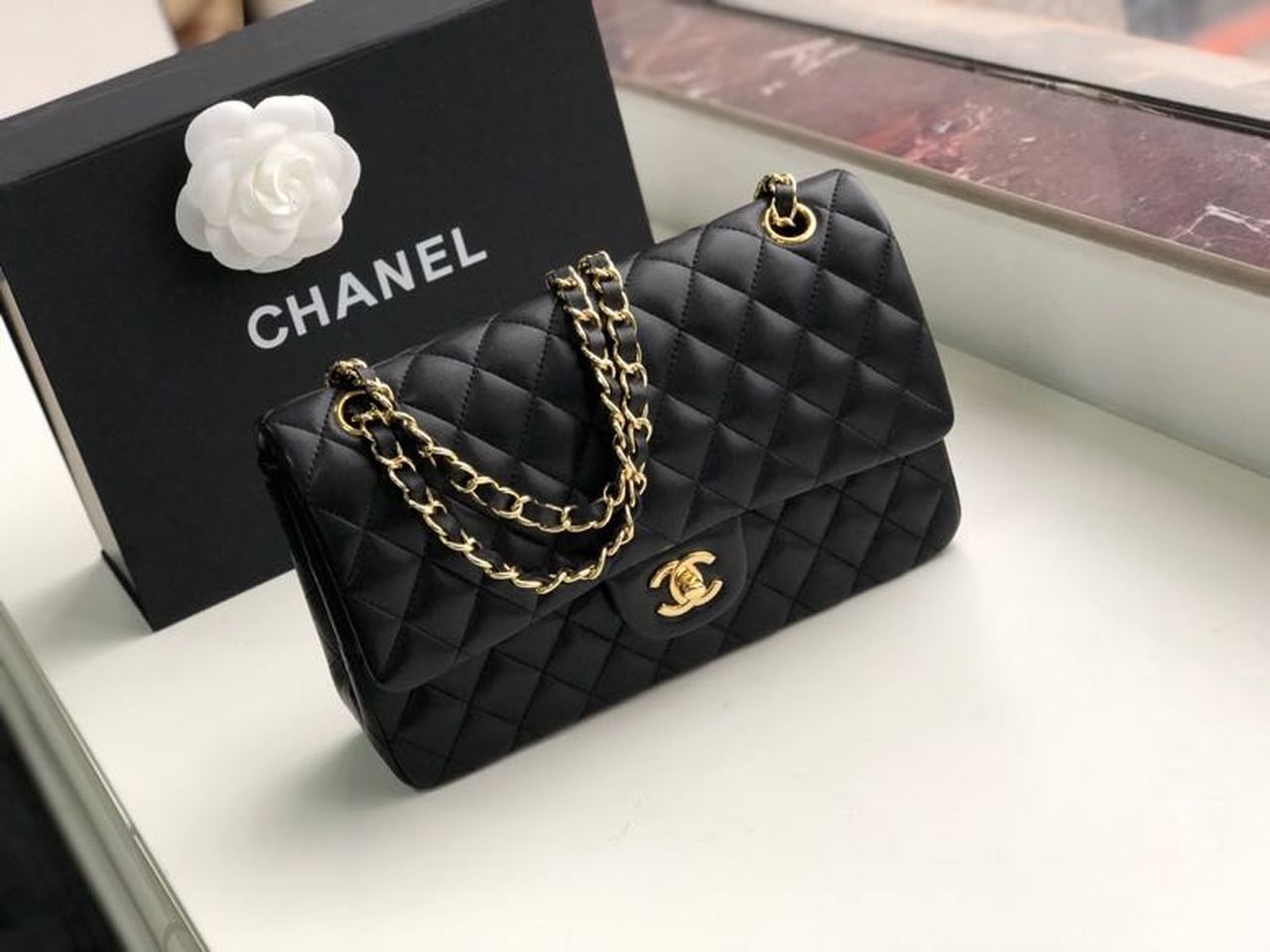 CHL Classic Handbag Gold Toned Hardware Black For Women, Women’s Bags, Shoulder And Crossbody Bags 10in/26cm A01112