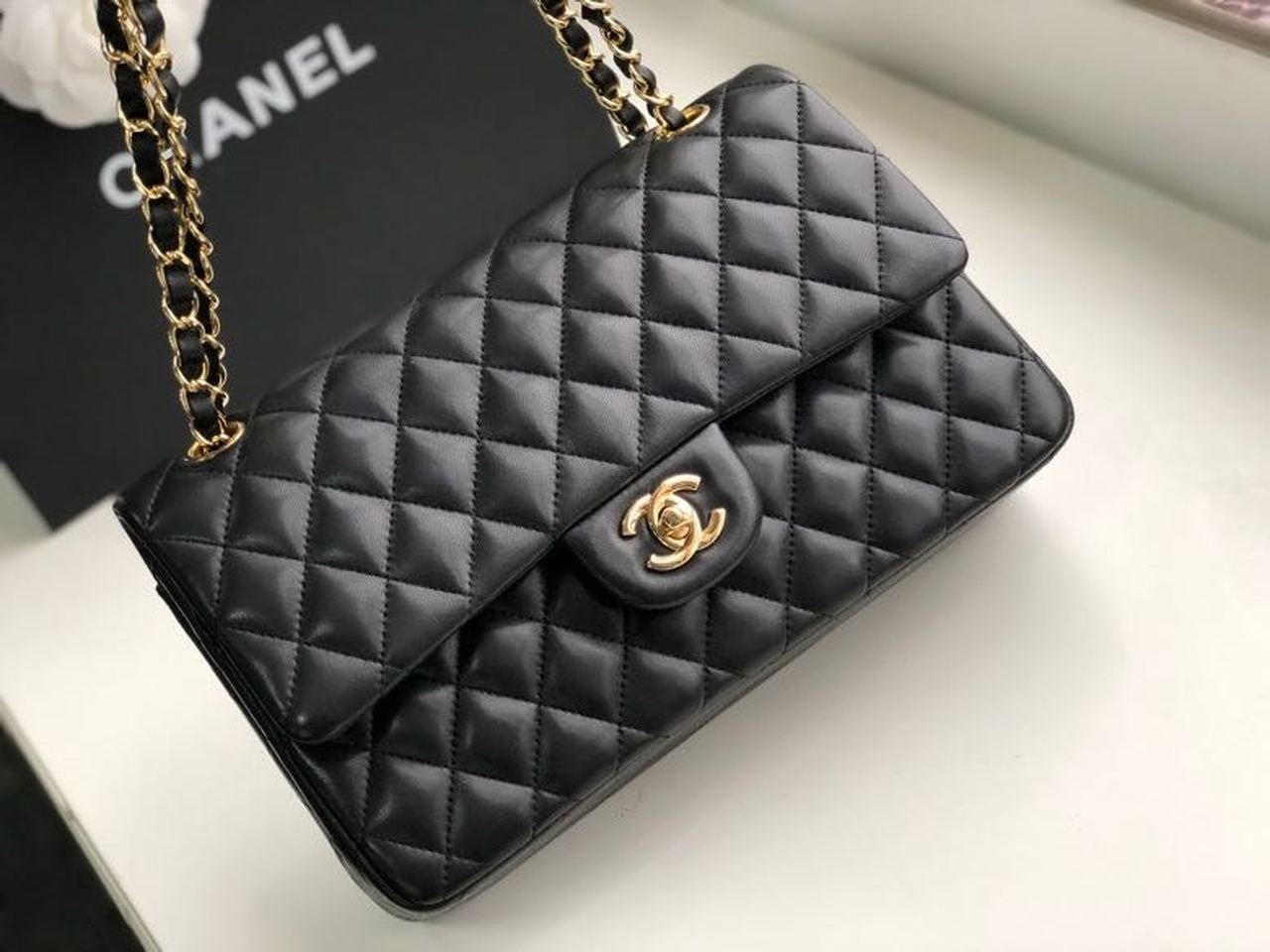 CHL Classic Handbag Gold Toned Hardware Black For Women, Women’s Bags, Shoulder And Crossbody Bags 10in/26cm A01112