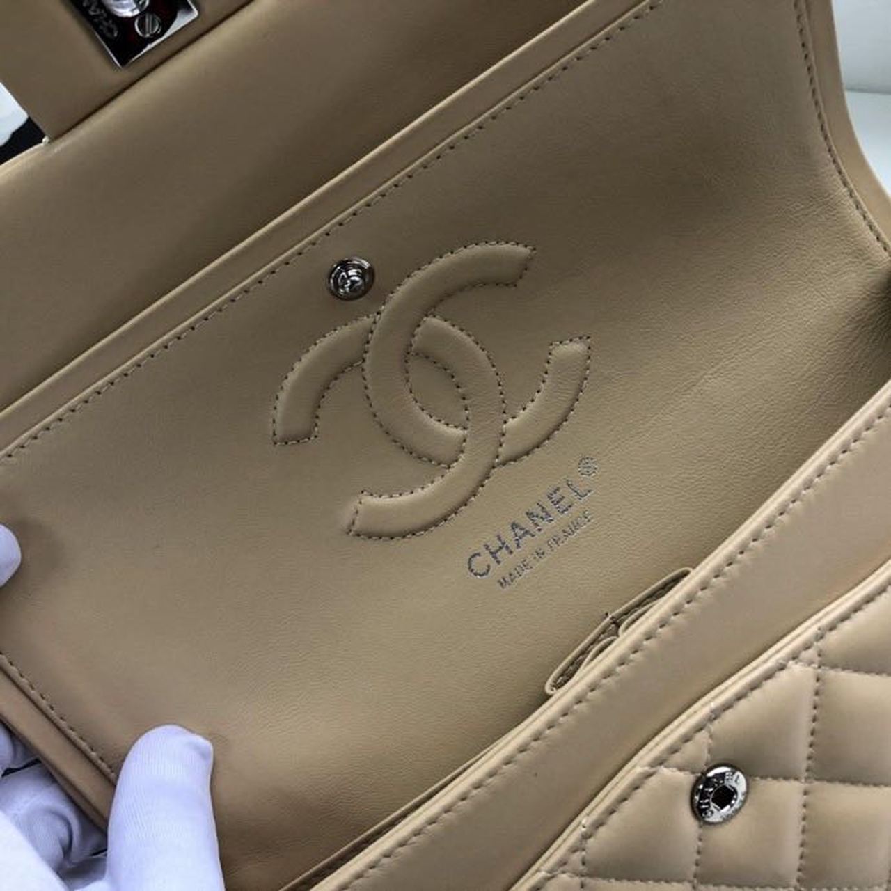 CHL Classic Handbag Silver Hardware Beige For Women, Women’s Bags, Shoulder And Crossbody Bags 10in/26cm A01112