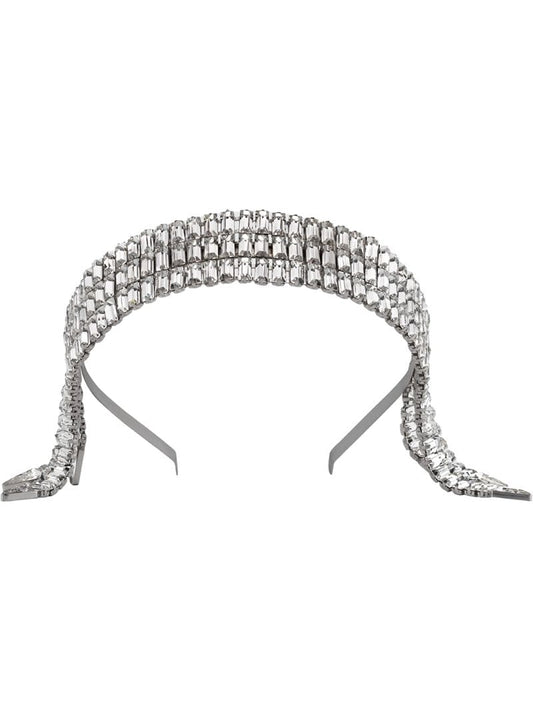 Gucci - crystal embellished headband - women - Crystal/Palladium Plated Brass - One Size - SILVER