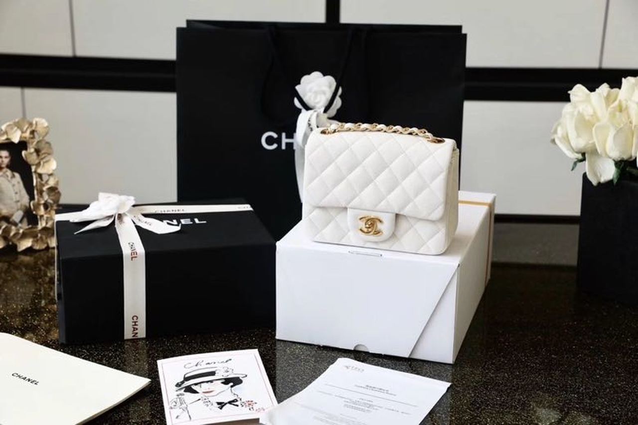CHL Classic Mini Top Qualityap Bag Golden Hardware White For Women 6.6in/17cm A35200