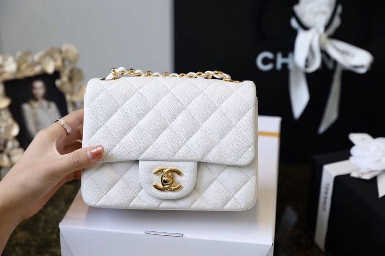 CHL Classic Mini Top Qualityap Bag Golden Hardware White For Women 6.6in/17cm A35200