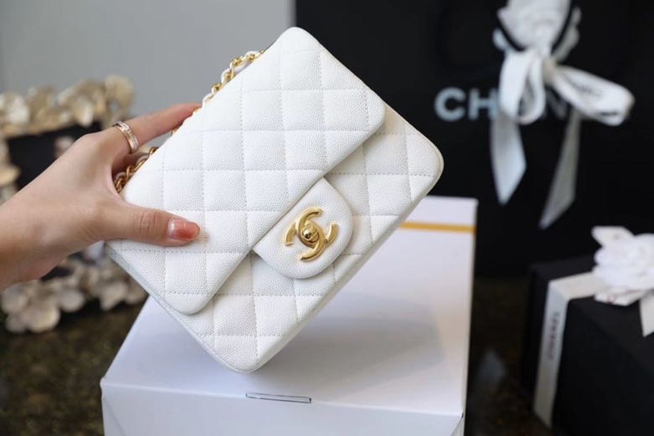 CHL Classic Mini Top Qualityap Bag Golden Hardware White For Women 6.6in/17cm A35200