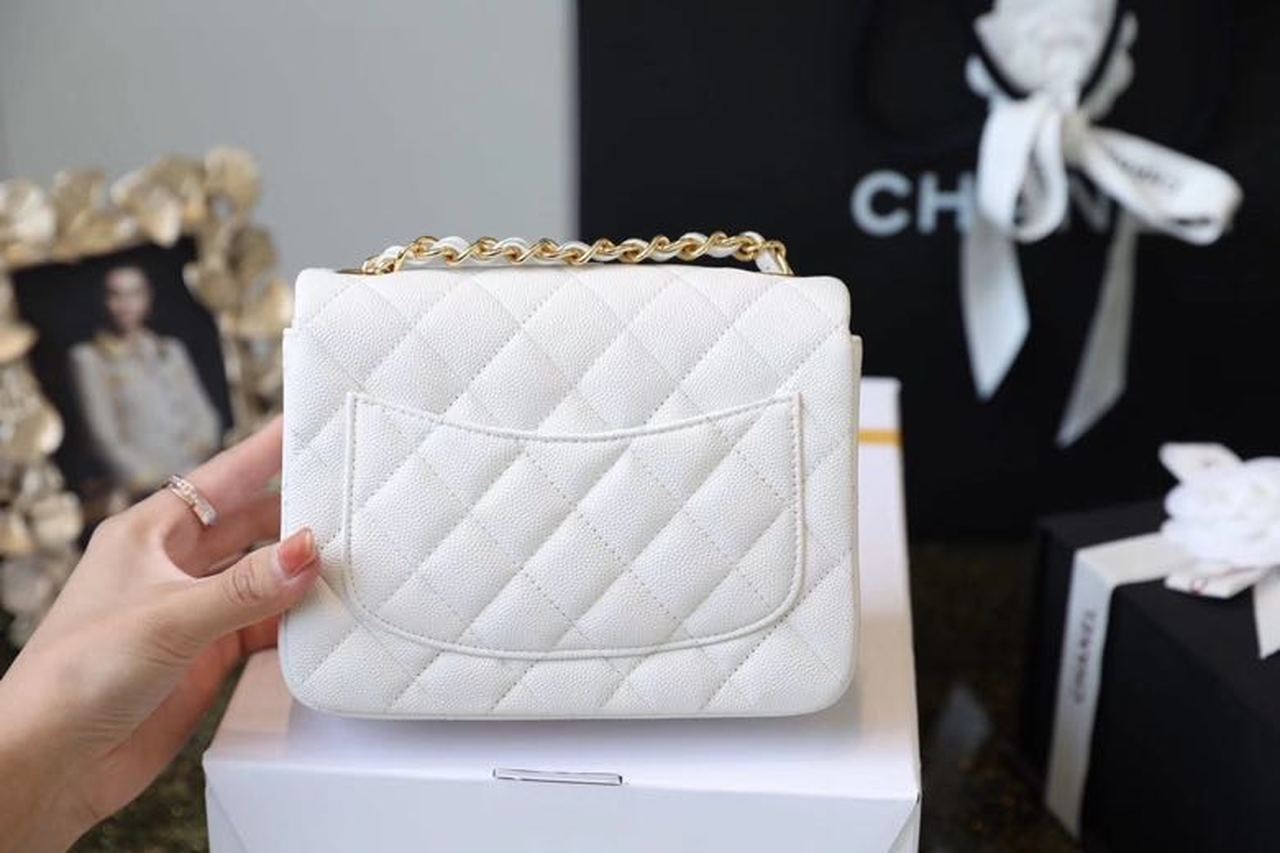 CHL Classic Mini Top Qualityap Bag Golden Hardware White For Women 6.6in/17cm A35200