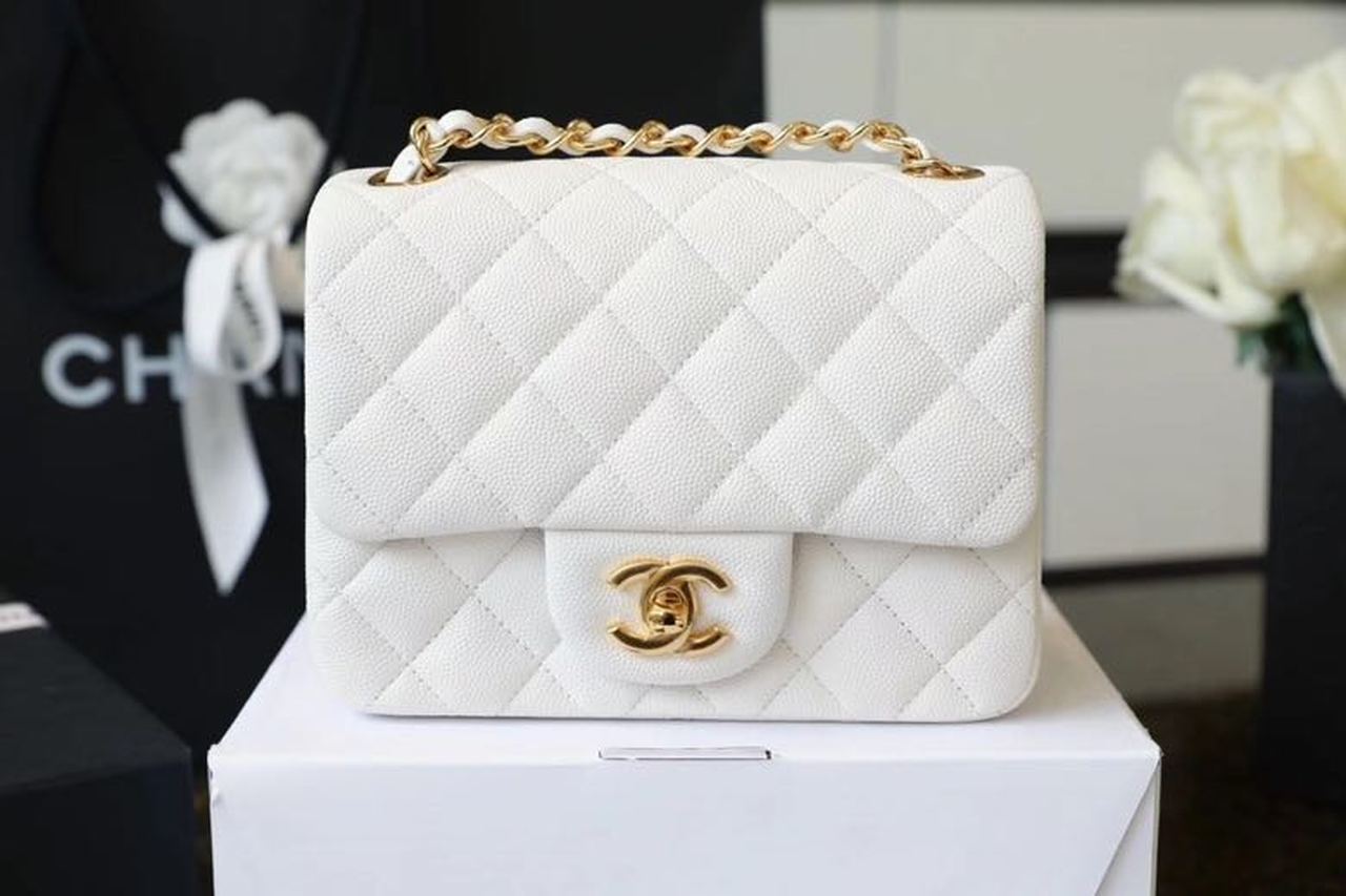 CHL Classic Mini Top Qualityap Bag Golden Hardware White For Women 6.6in/17cm A35200