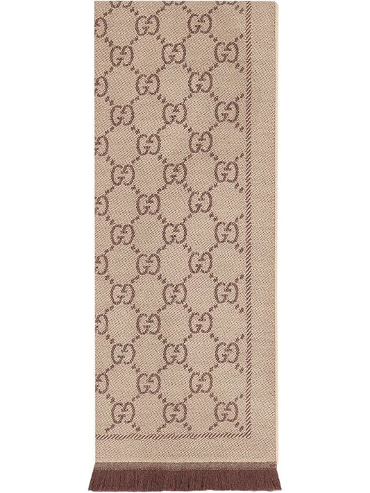 Gucci - GG jacquard knit scarf - women - Wool - One Size - Neutrals