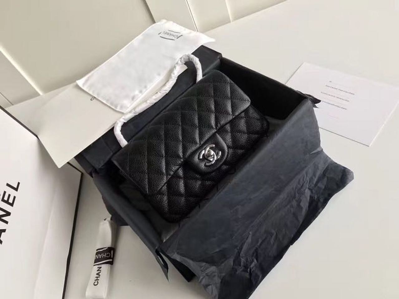 CHLSmall Classic Handbag Silver Hardware Black For Women, Women’s Bags, Shoulder and Crossbody Bags 7.8in/20cm A01113