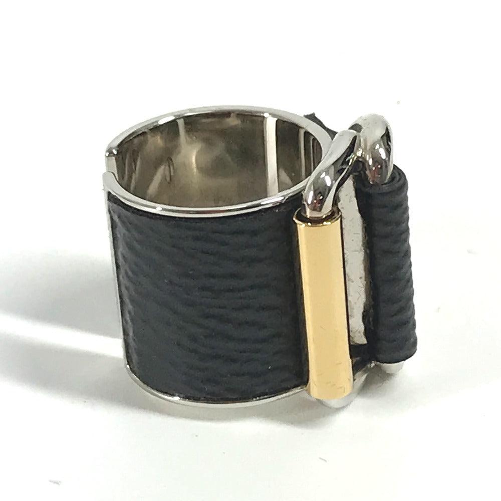 LOUIS VUITTON Ring MP0669�@ Leather, Metal black logo mens S