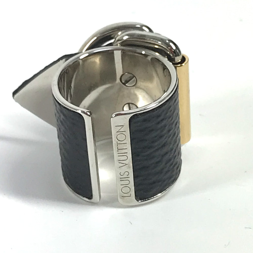 LOUIS VUITTON Ring MP0669�@ Leather, Metal black logo mens S