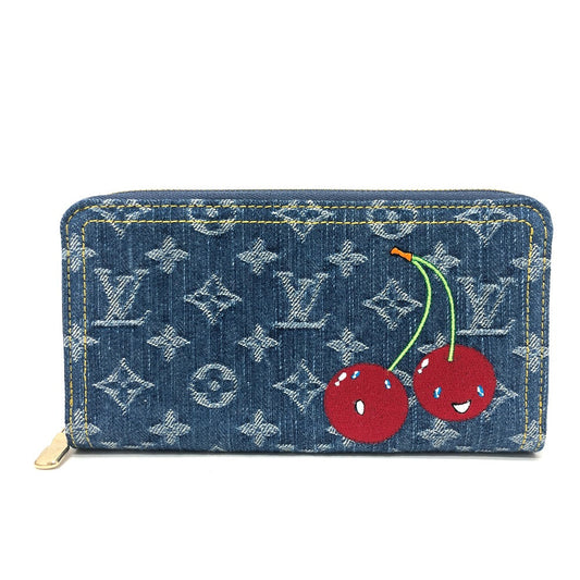 LOUIS VUITTON Long Wallet Purse M23161 denim blue Takashi Murakami collaboration monogram denim LV �~ TM Zippy Wallet unisex(Unisex)