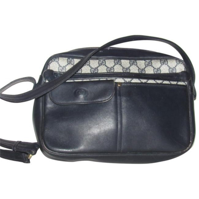Gucci   Shades Of Blue With Large G Logo Print Coated Canvas And Leather