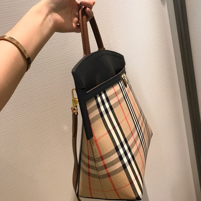 Top Quality Small  Check Society Top Handle Bag For Women, Bags 14.6in/37cm