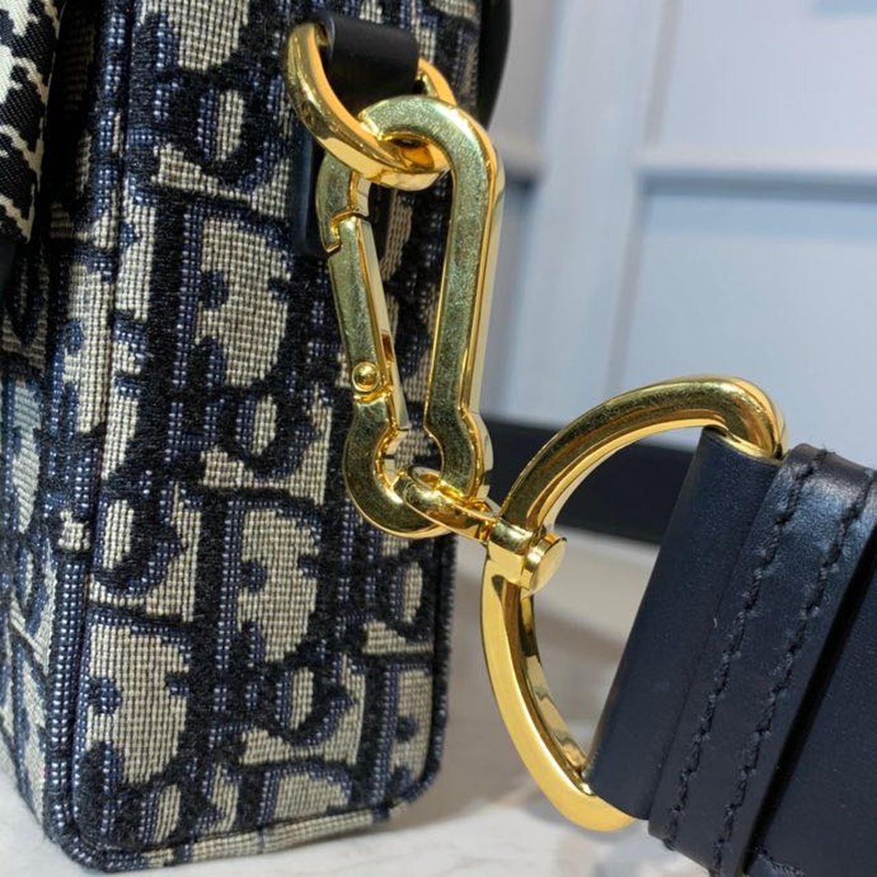Top Quality 30 Montaigne Box Bag Blue Oblique For Women17.5cm/7in FD Gold Toned Hardware CD