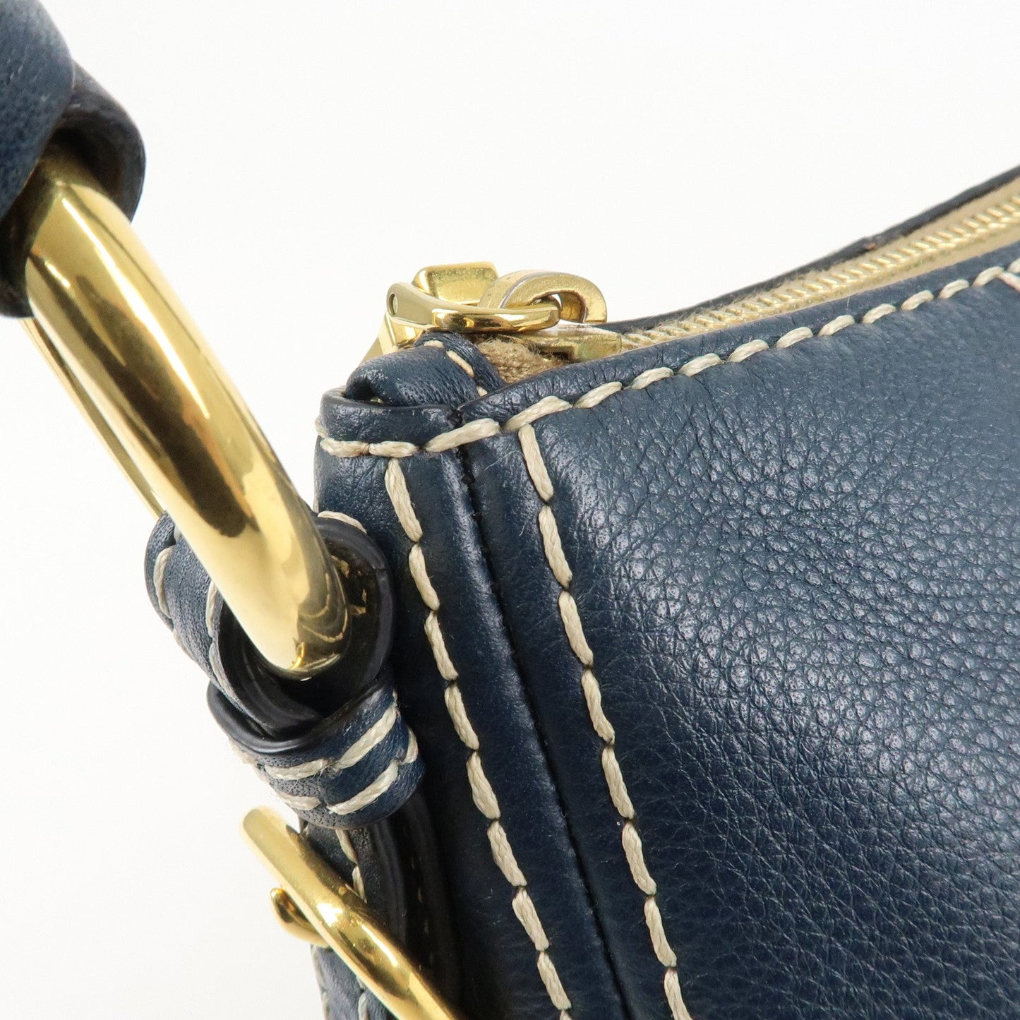 PRADA Soft Calf Leather Shoulder Bag Hand Bag Blue BR4690  d