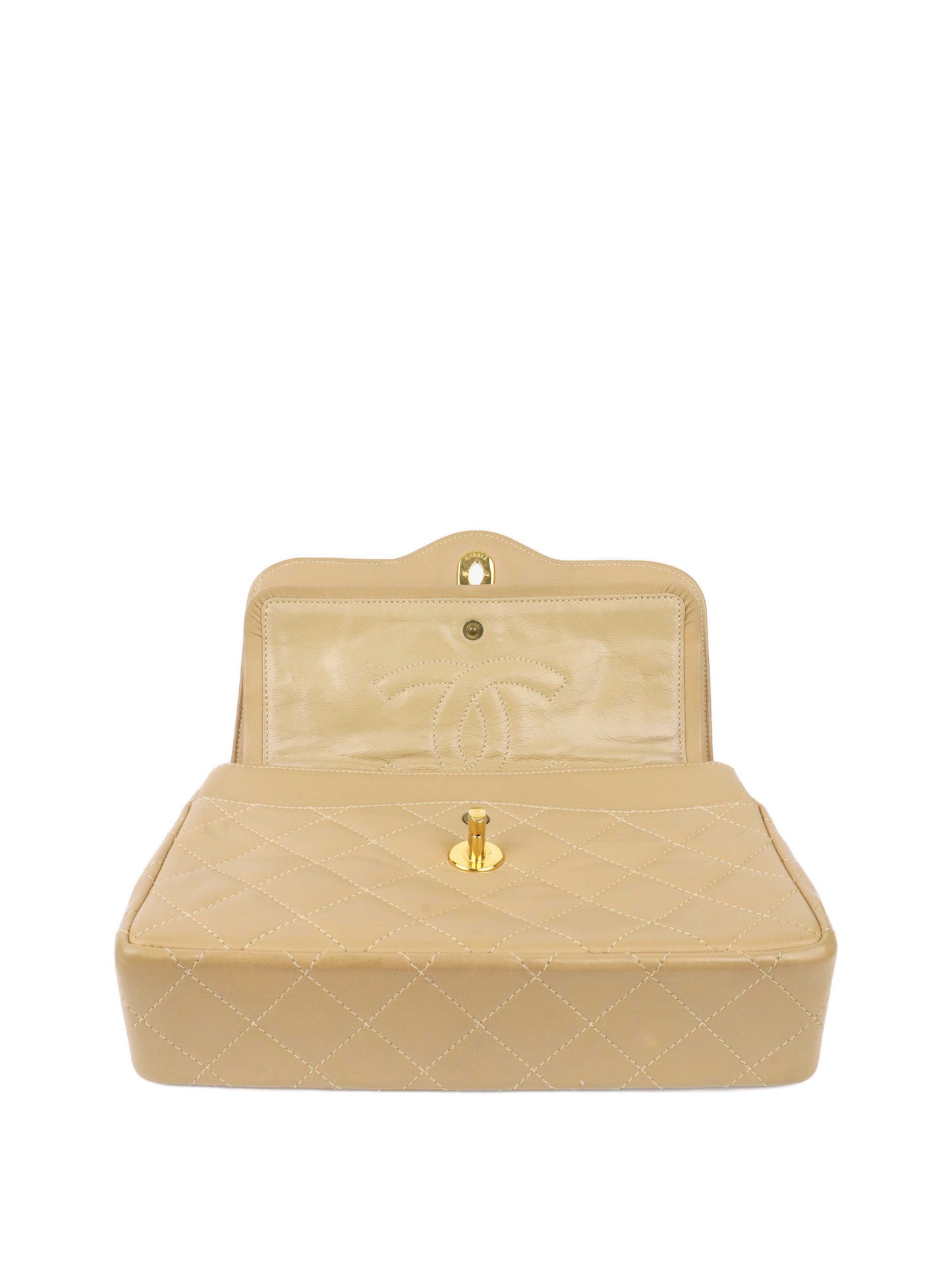 Chanel   Two Toned Beige Flap Bag.