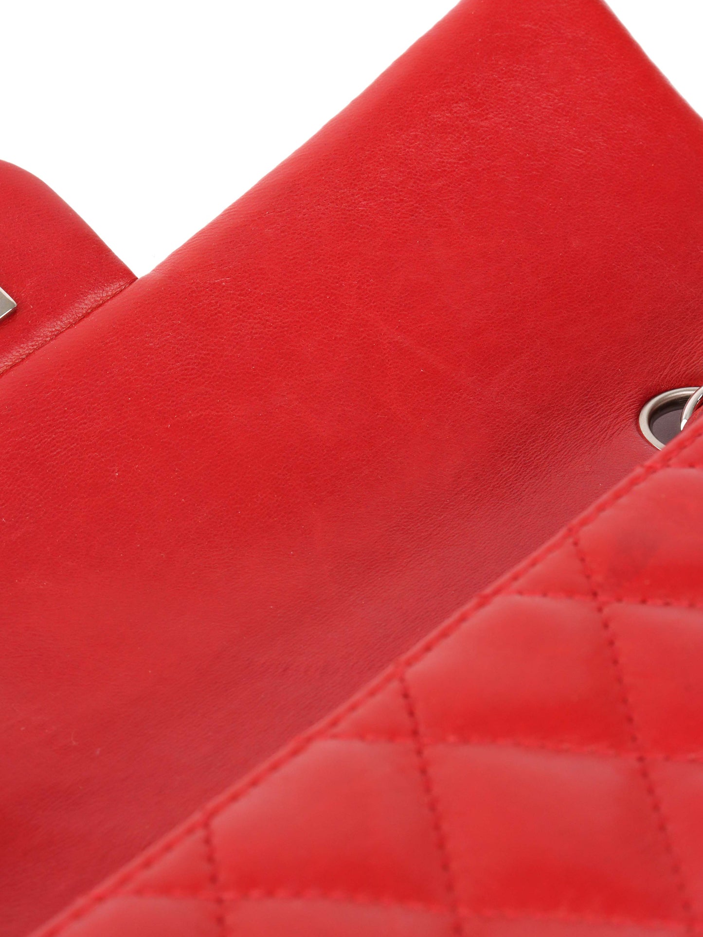 Chanel Red Lambskin East West Classic Flap Bag.