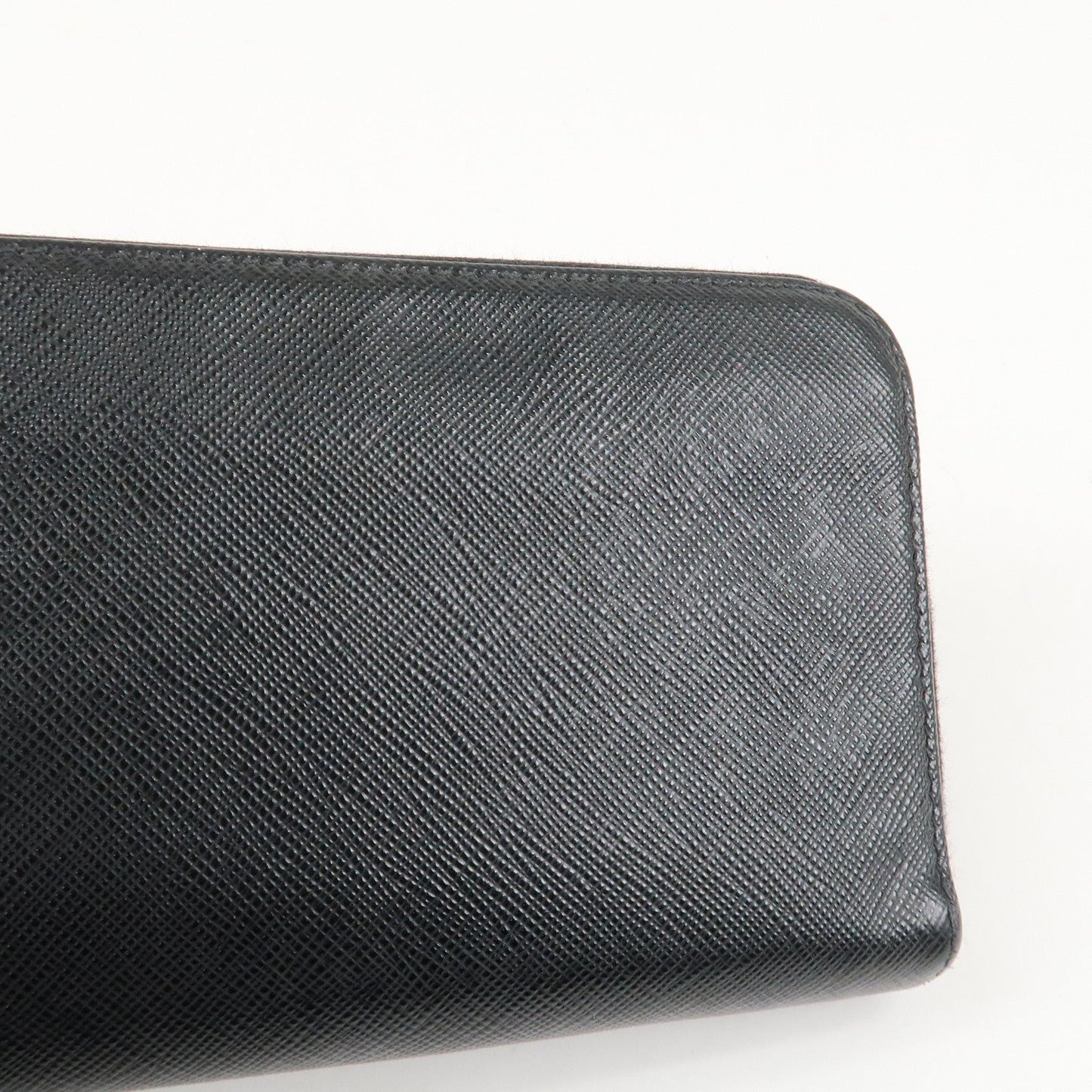 PRADA Saffiano Leather Round Zipper Long Wallet Black 1M0506  d