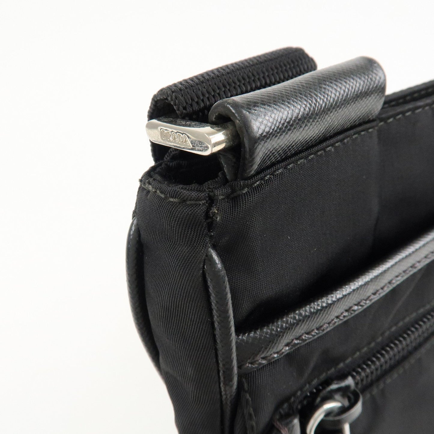 PRADA Logo Nylon Leather Shoulder Bag Crossbody Bag Black  d
