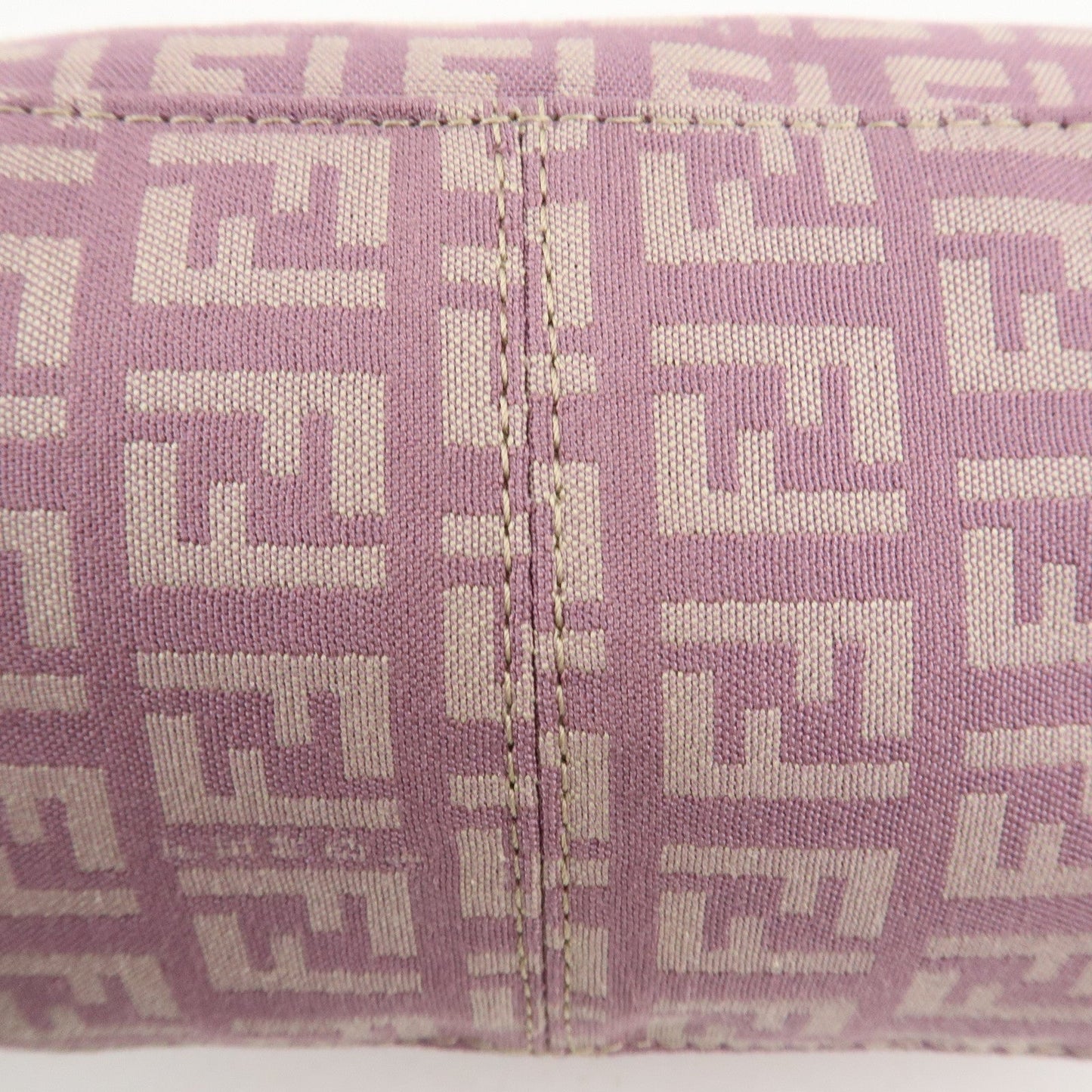 Auth FENDI  Zucchino Canvas Leather Hand Bag Pouch Purple Beige 8N0005  d F/S  d
