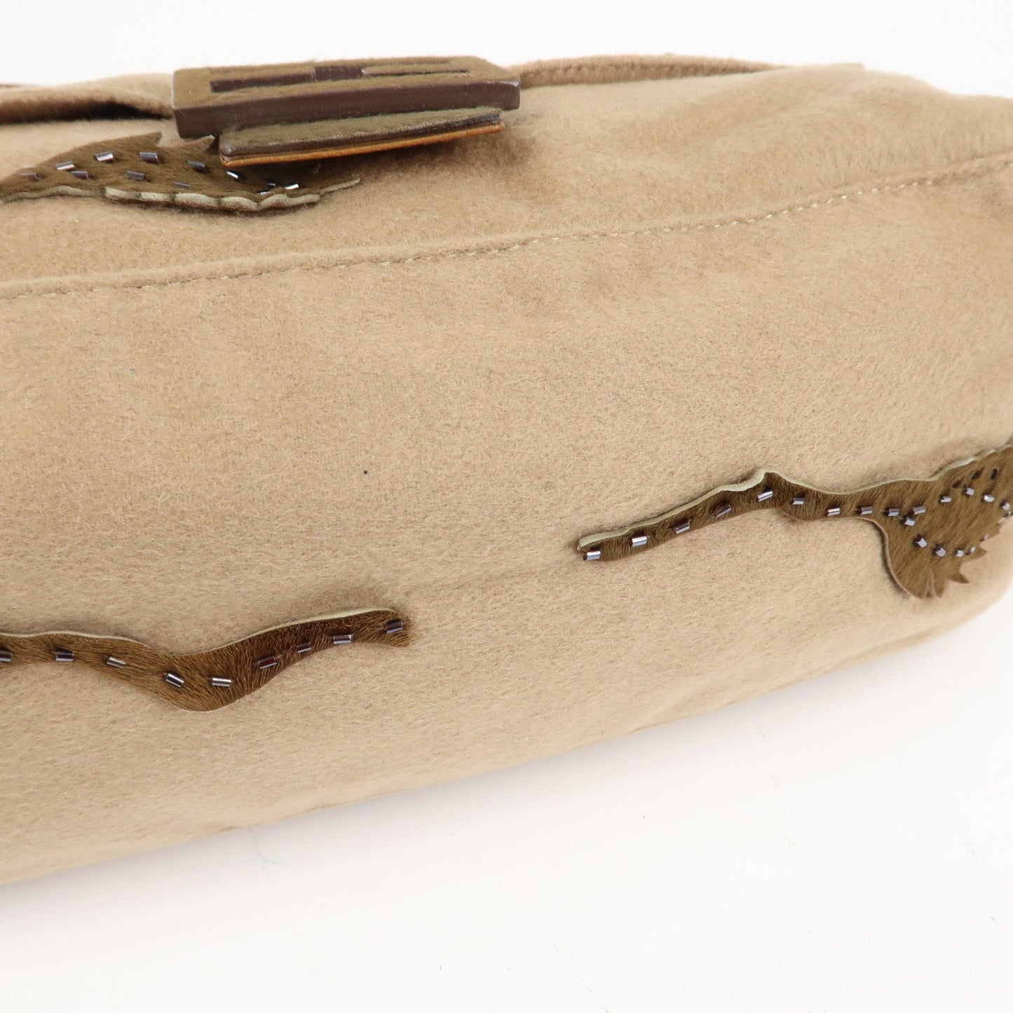 FENDI Mamma Baguette Wool Unborn Calf Shoulder Bag 26325  d