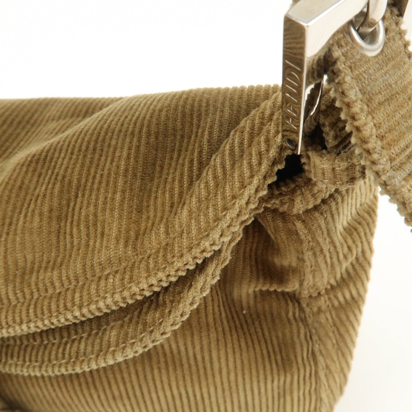 FENDI Mamma Baguette Corduroy Shoulder Bag Khaki 26725  d