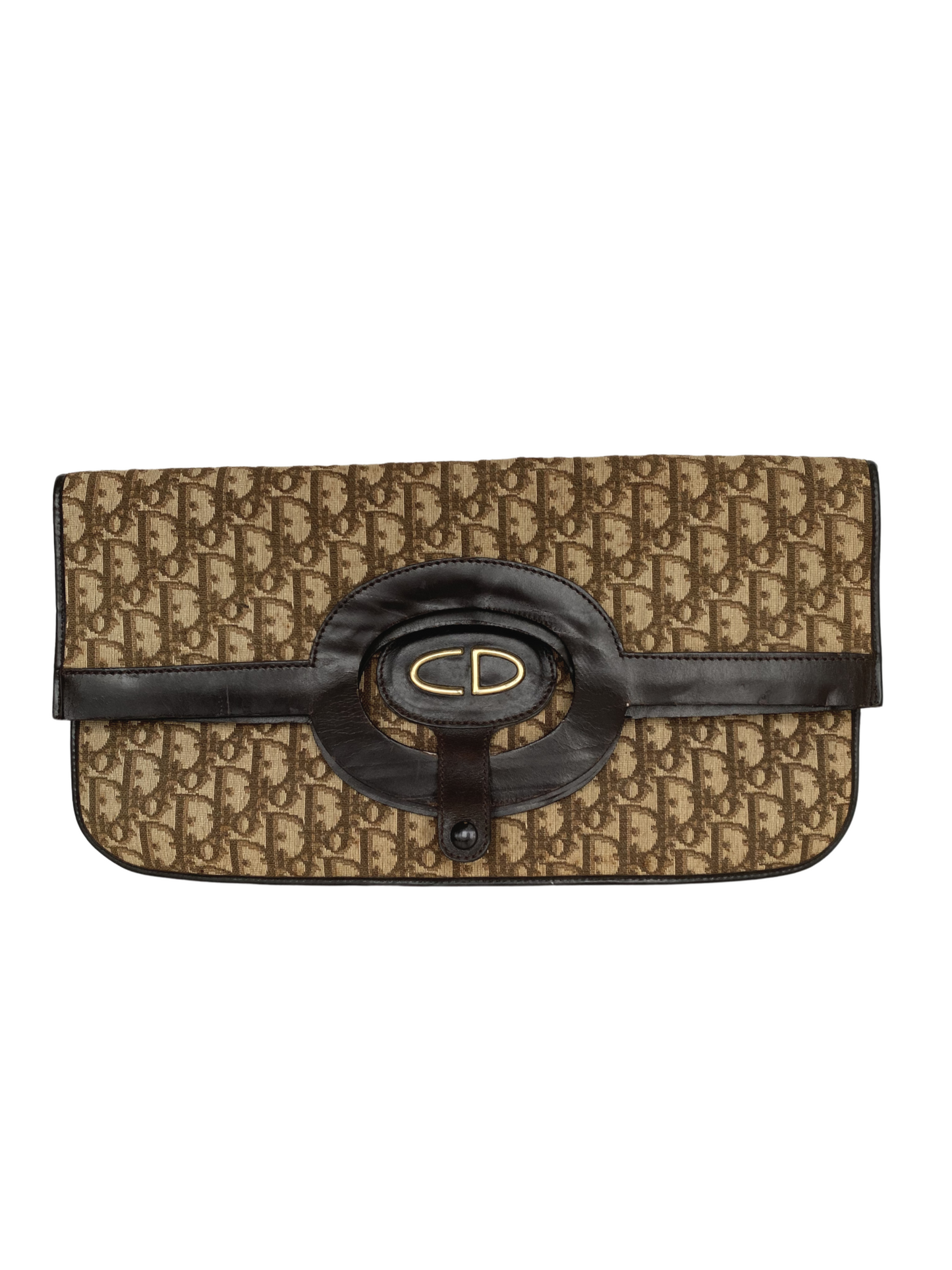 Dior   Brown Oblique Fold Over Clutch
