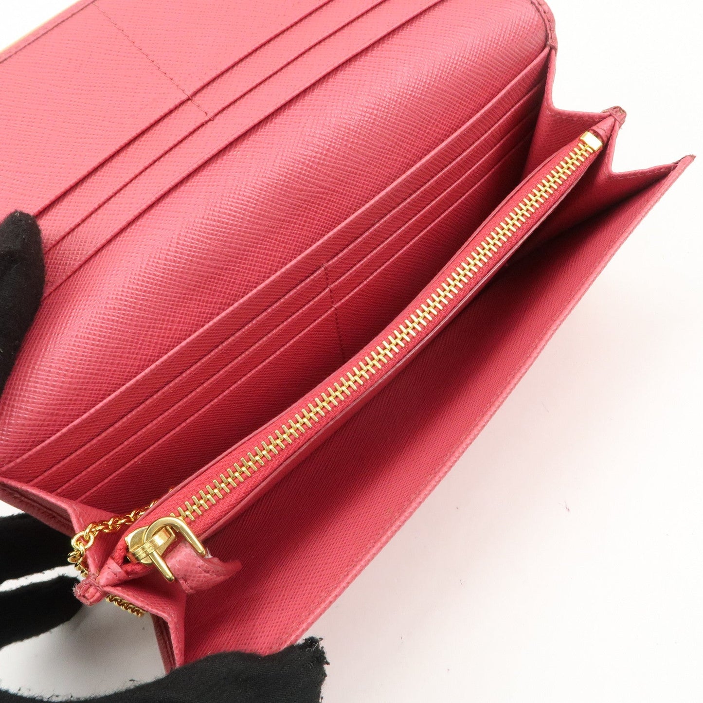 PRADA Saffiano Leather Bi Fold Long Wallet Pink 1MH132  d