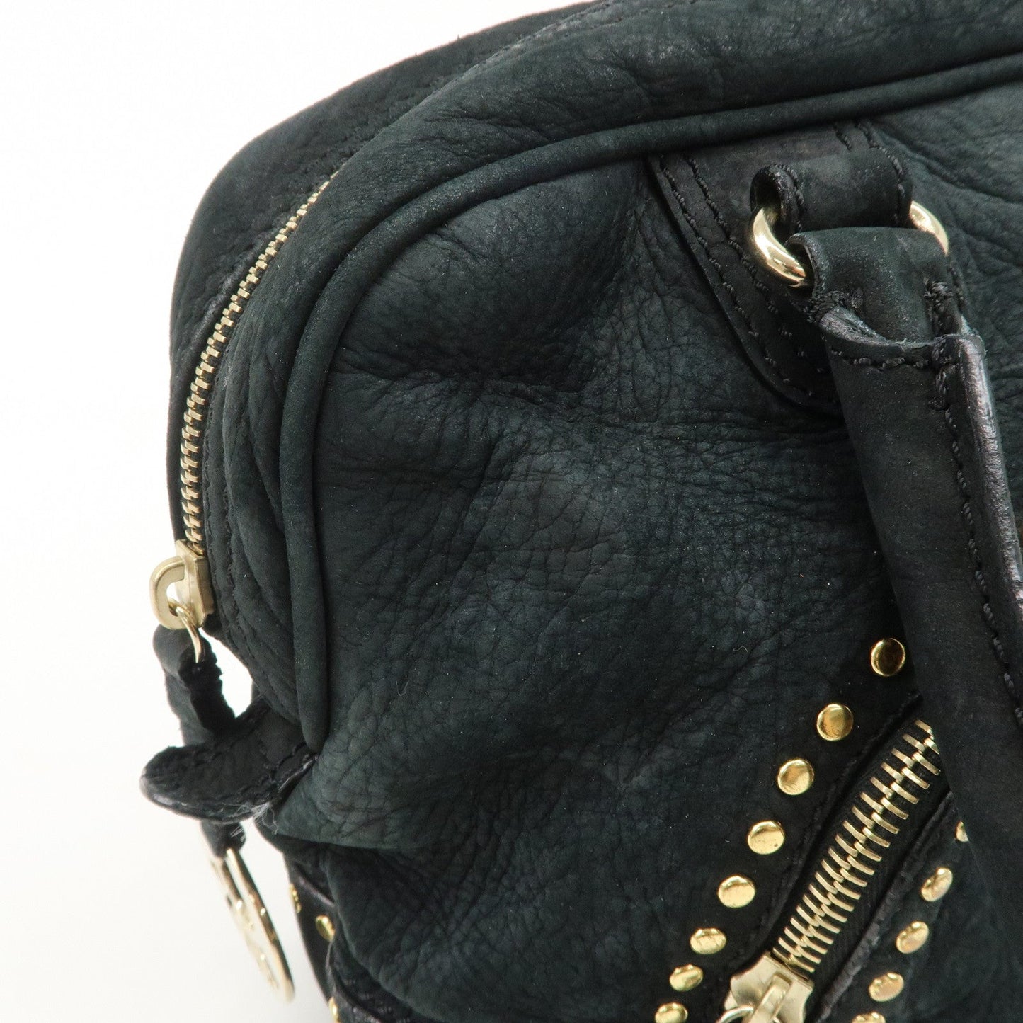 FENDI Suede Studs Mini Boston Bag Black 8BL076  d
