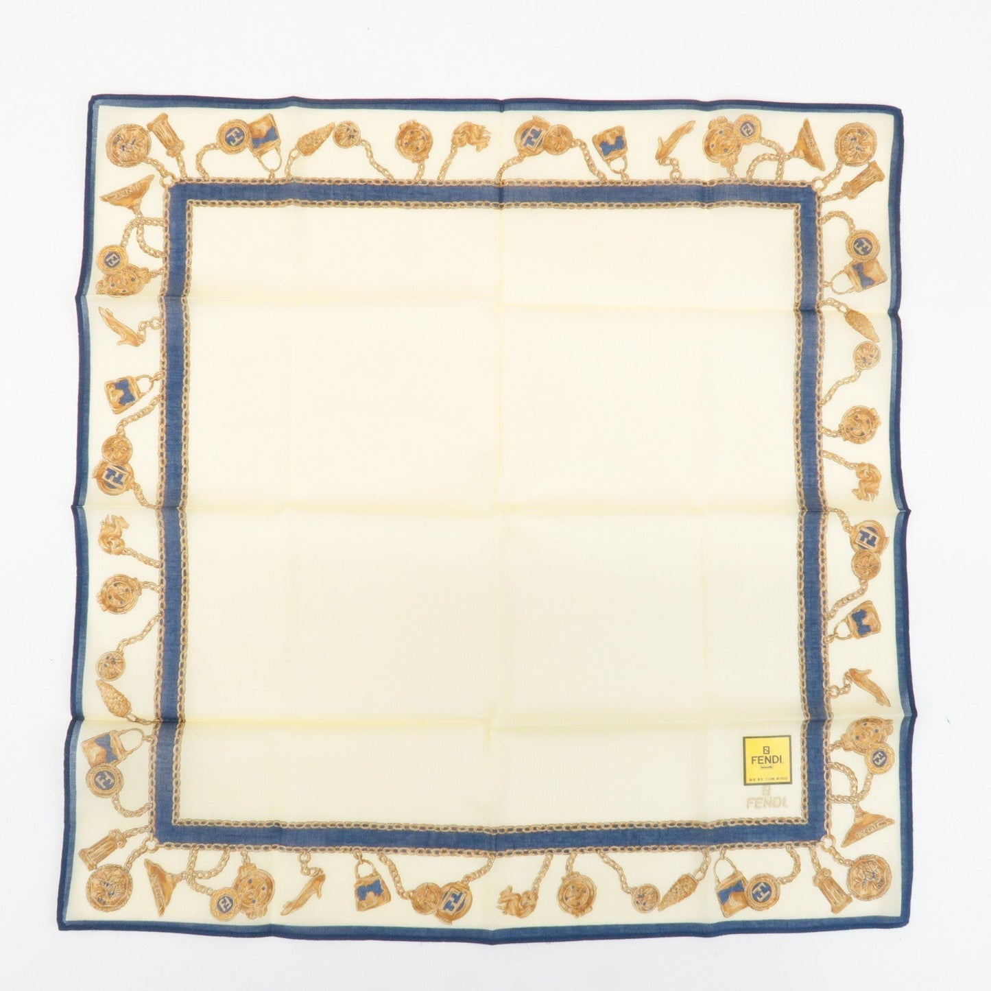 FENDI Set of 5 Cotton 100% Handkerchief Pink Navy Red White  d