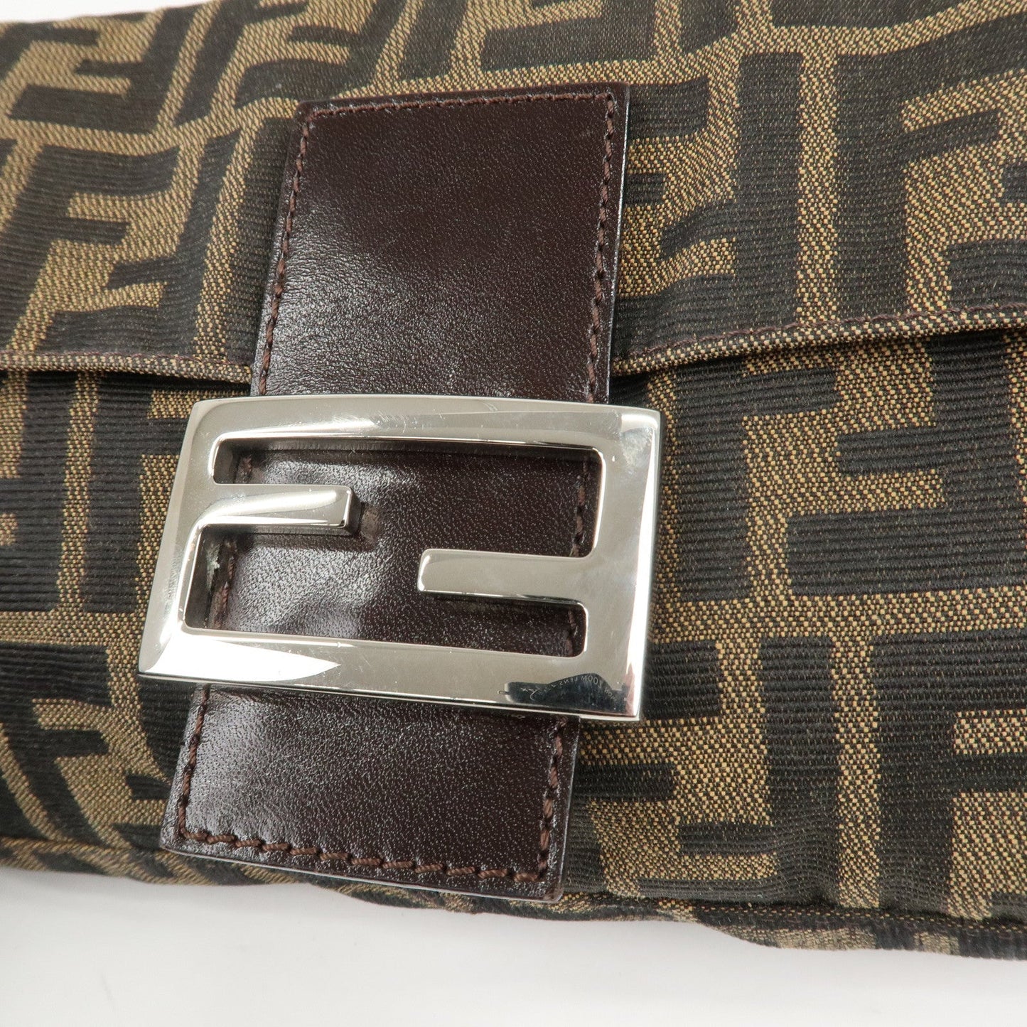 FENDI Zucca Mamma Baguette Canvas Shoulder Bag Brown Black 26424  d