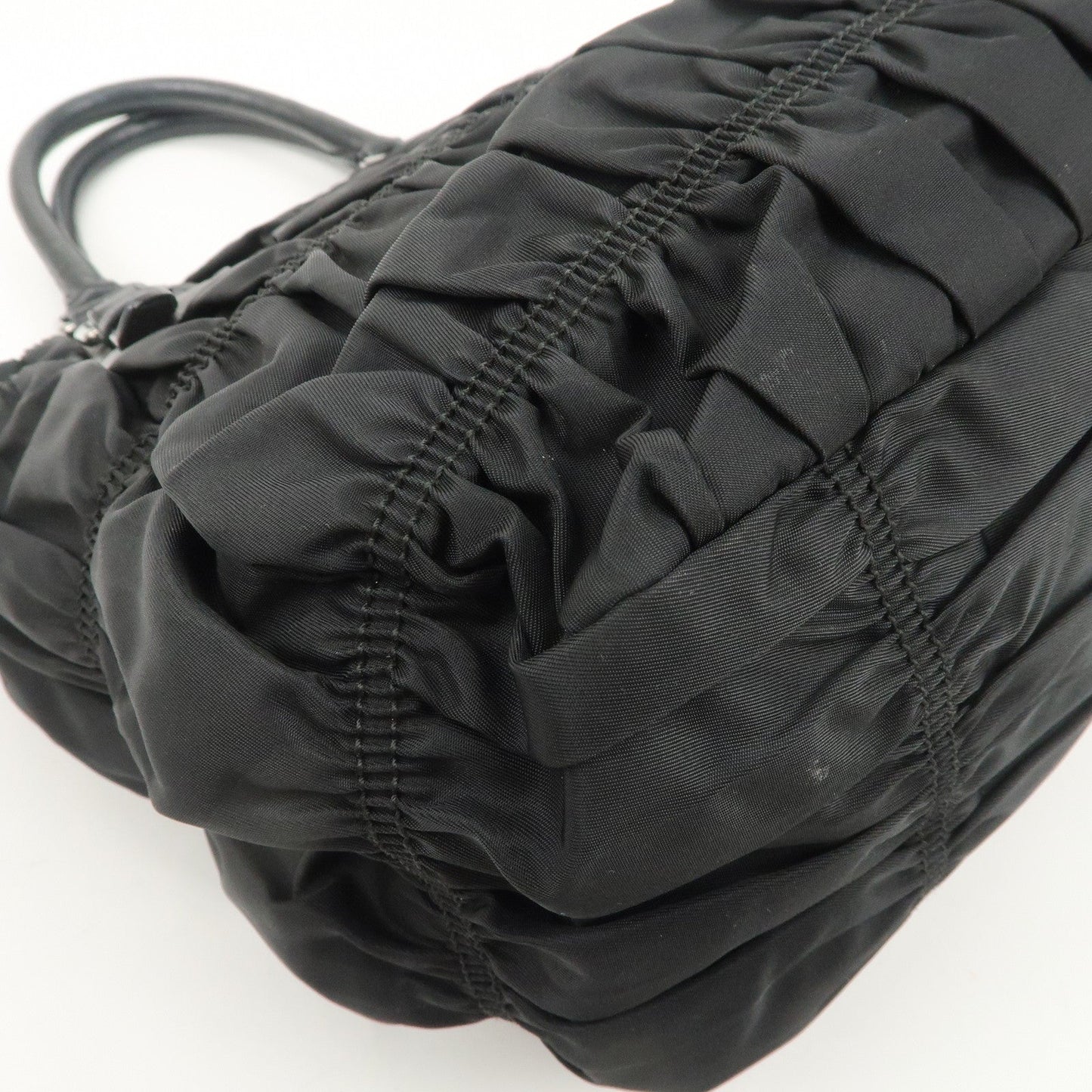 PRADA Logo Nylon Leather Gathered Shoulder Bag BN1616  d