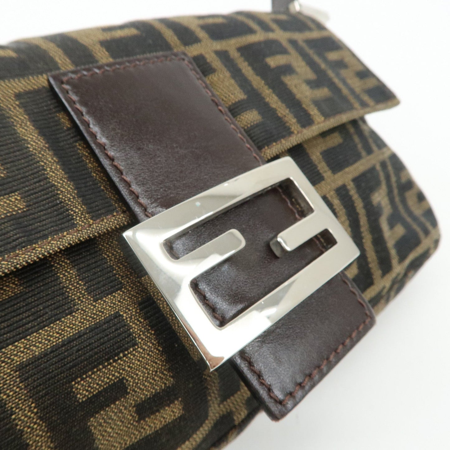 FENDI Mamma Baguette Zucca Canvas Leather Shoulder Bag 26424  d