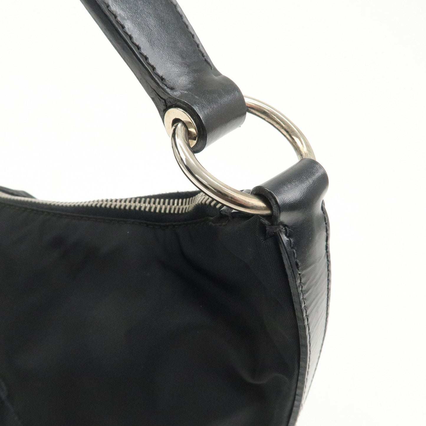 PRADA Nylon Leather Embroidery Shoulder Bag Hand Bag Black  d