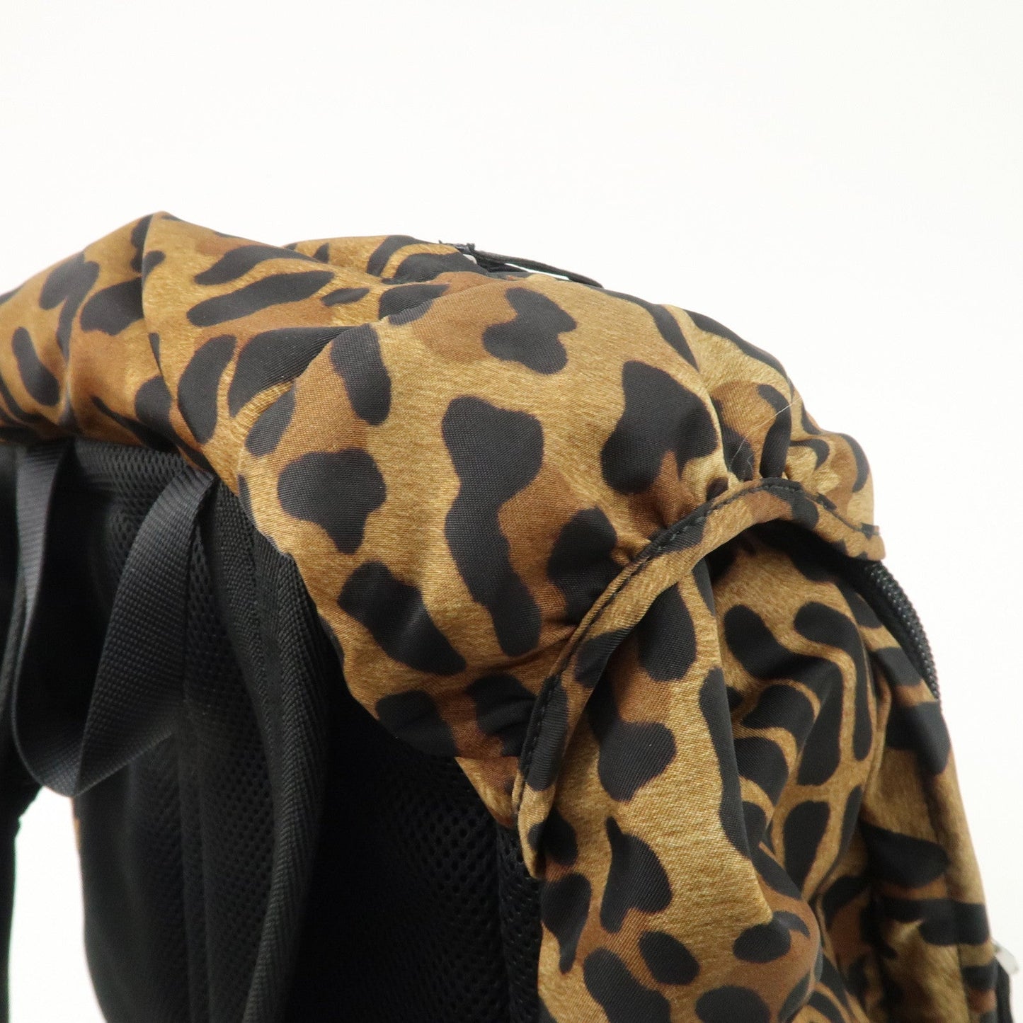 PRADA Nylon Leopard Print Back Pack Brown Black 2VZ062  d