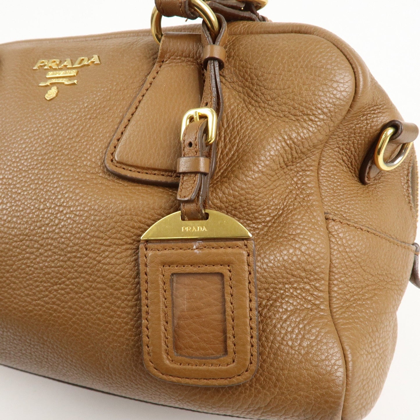 PRADA Leather 2Way Bag Hand Bag Shoulder Bag Brown 1BB091  d