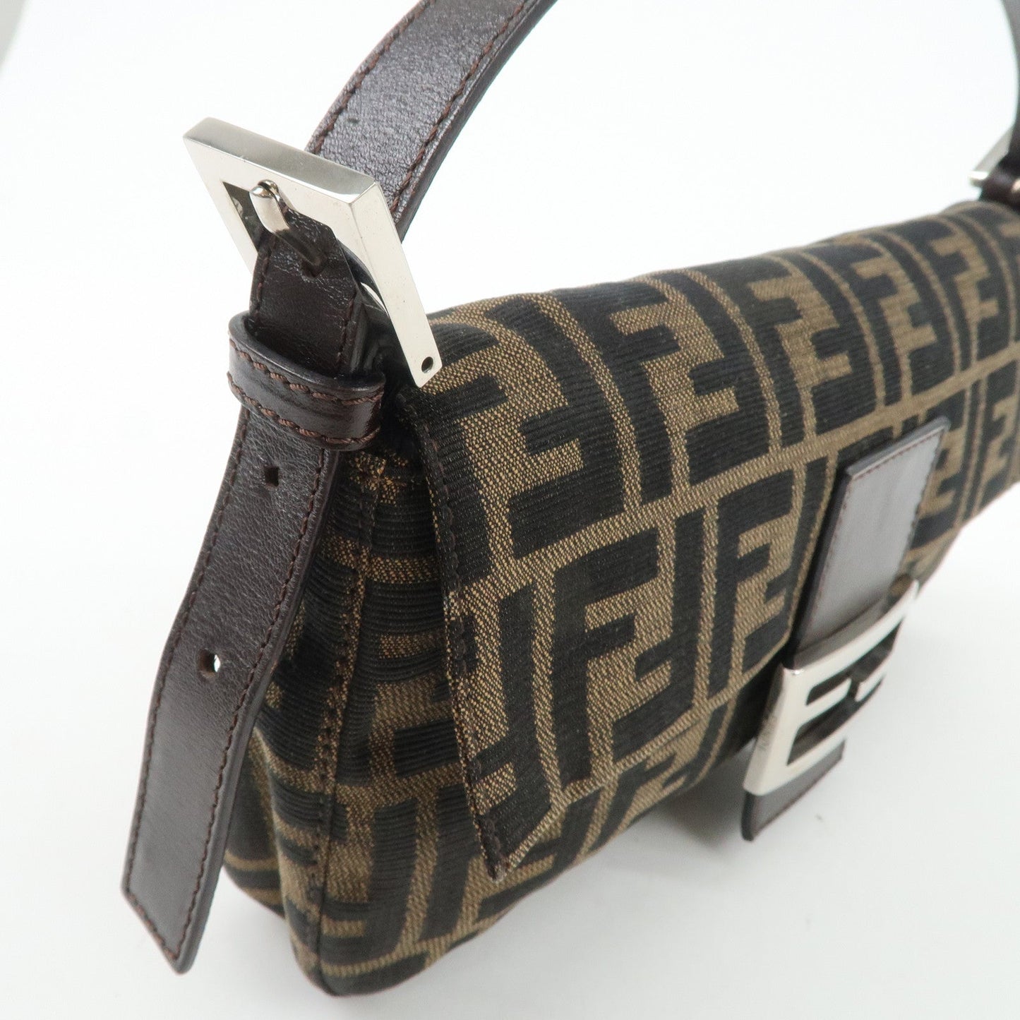 FENDI Mamma Baguette Zucca Canvas Leather Shoulder Bag 26424  d