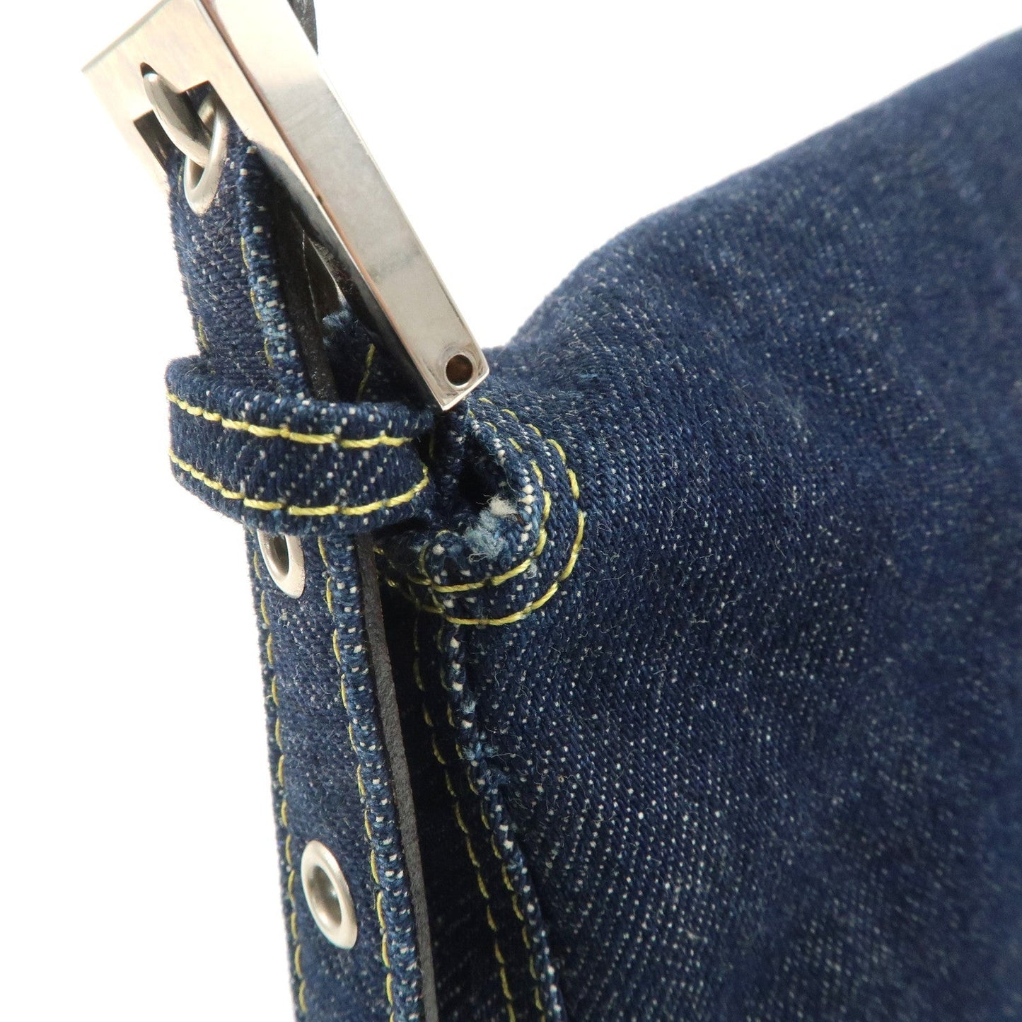 FENDI Denim Leather Mamma Baguette Shoulder Bag 26325  d