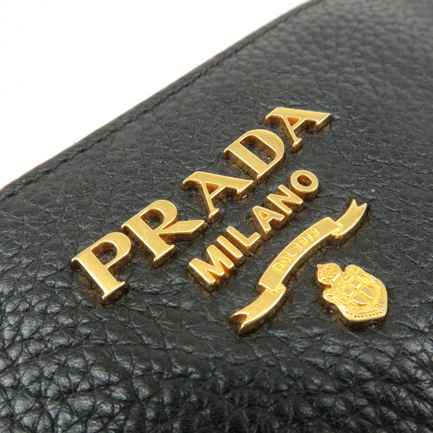 PRADA Logo Leather Pouch Cosmetic Pouch Black  d