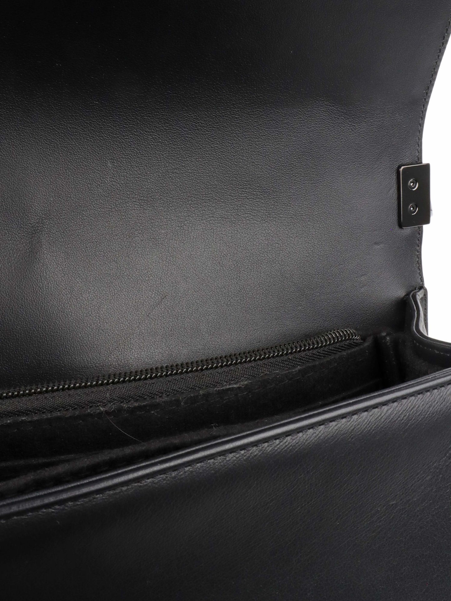 Chanel So Black Medium Lambskin Boy Bag.