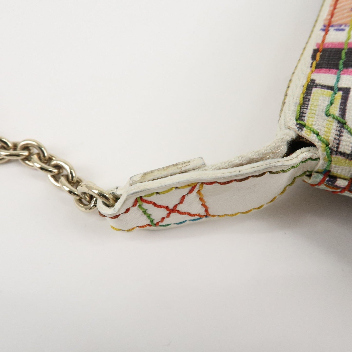 FENDI Zucca PVC Accessory Chain Pouch Multi Color Ivory 8BR592  d